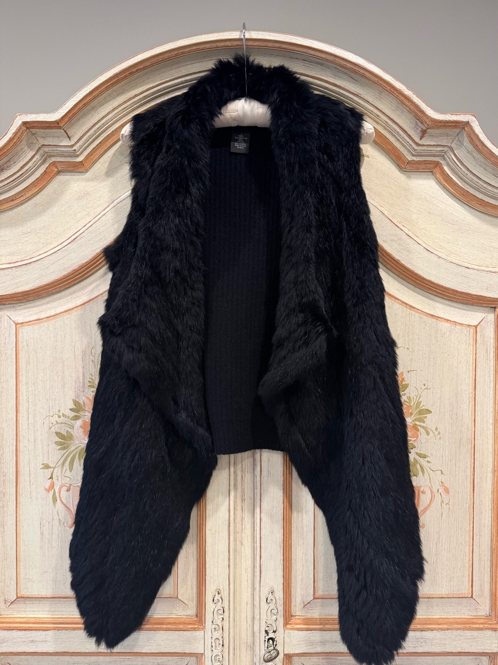 Sutton Studio Black Rabbit Fur Cashmere Vest S